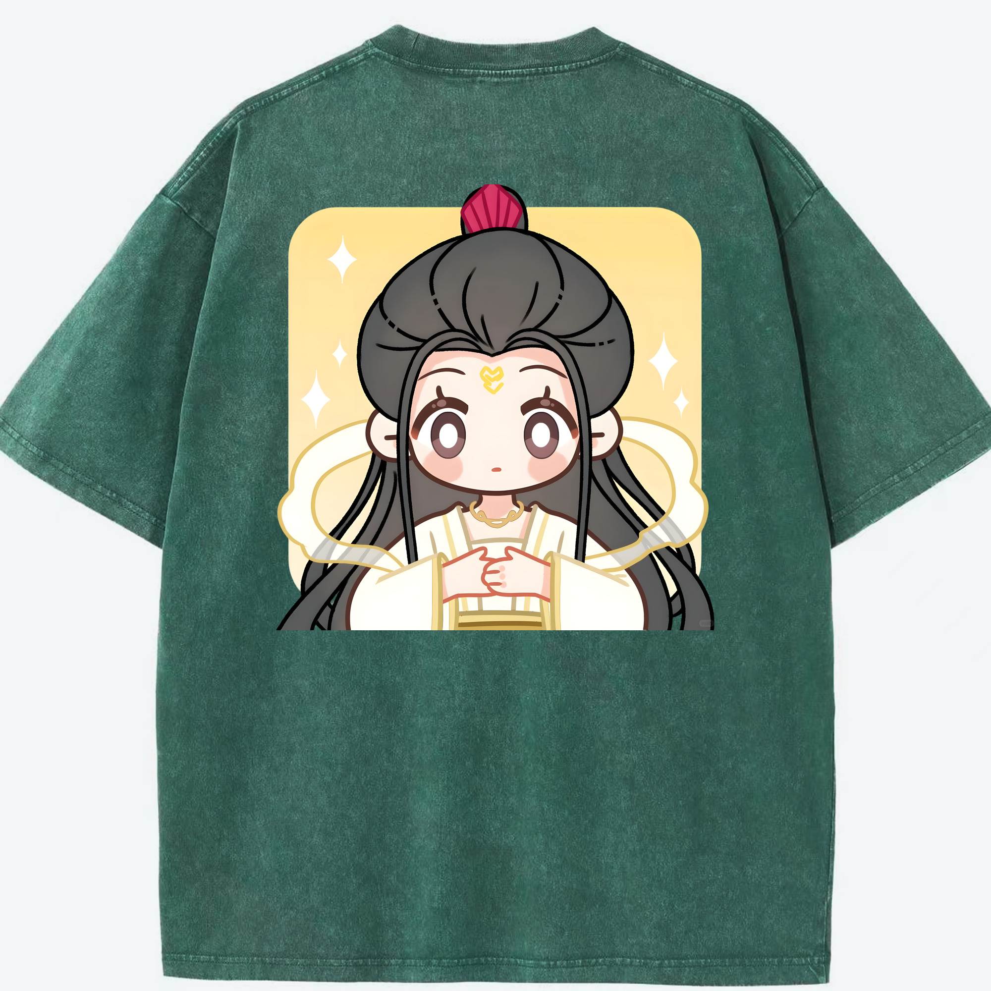 （画像用） Ne Zha 2 ナタ 魔童の大暴れ 綿100% ヴィンテージ風 半袖Tシャツ（背面プリント）